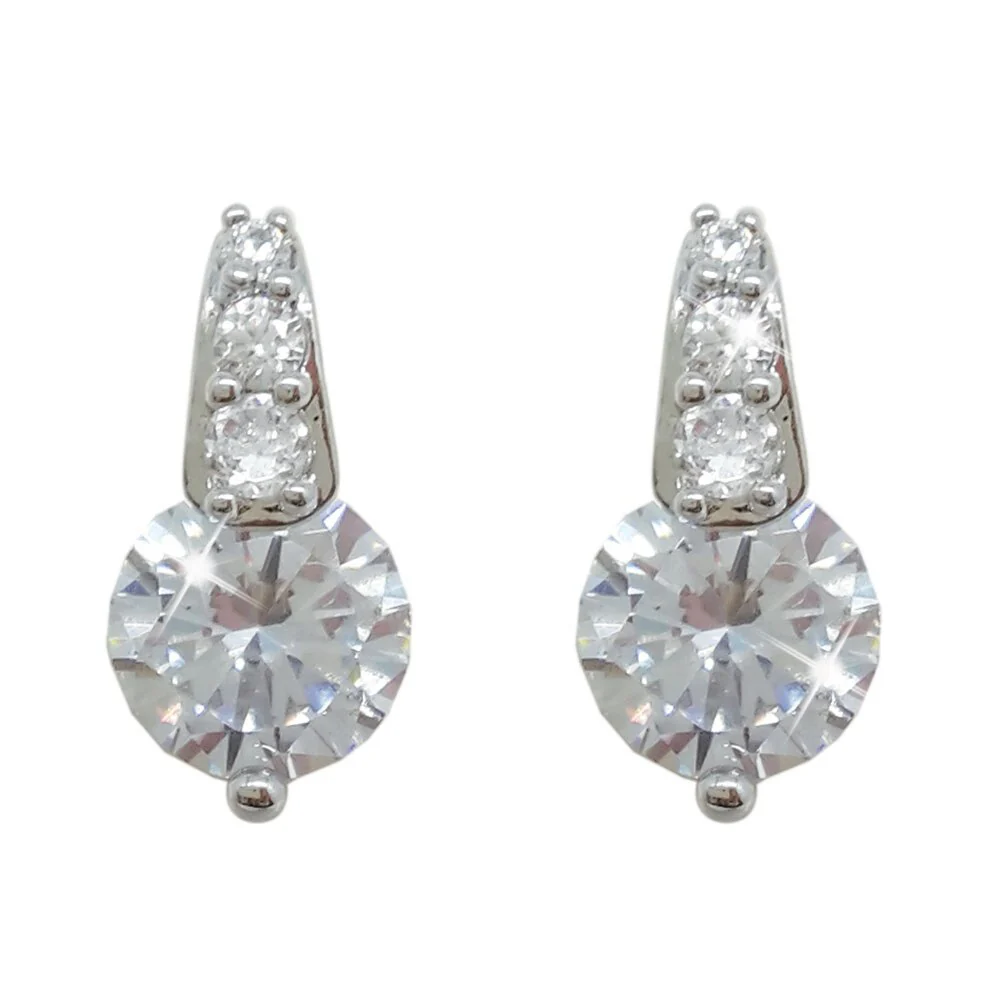 Tipperary Crystal Silver Round Stud Earrings With Pave Bale 107106