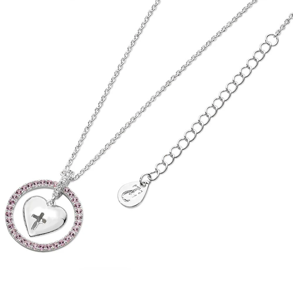Tipperary heart in pink halo necklace 122055