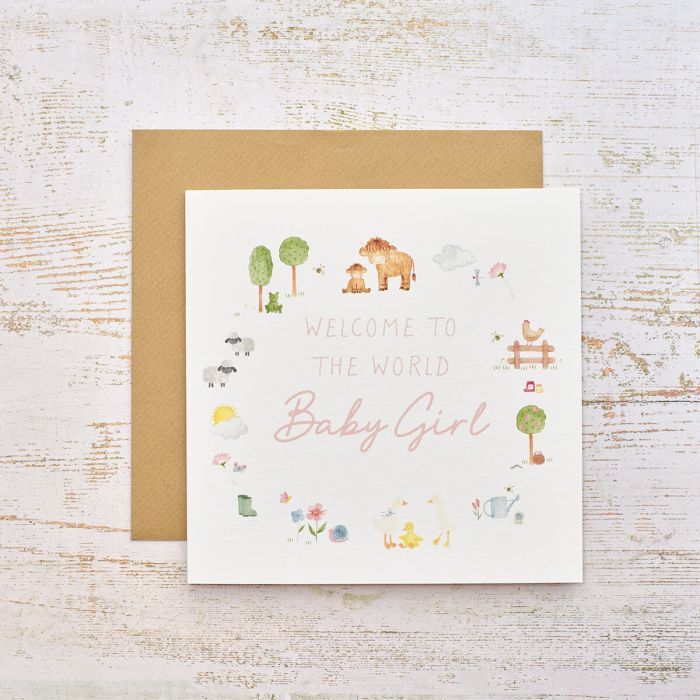RL MINI FARM WELCOME TO THE WORLD BABY GIRL CARD
