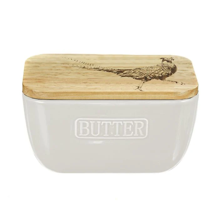 Selbrae House White Butter Dish - Pheasant
