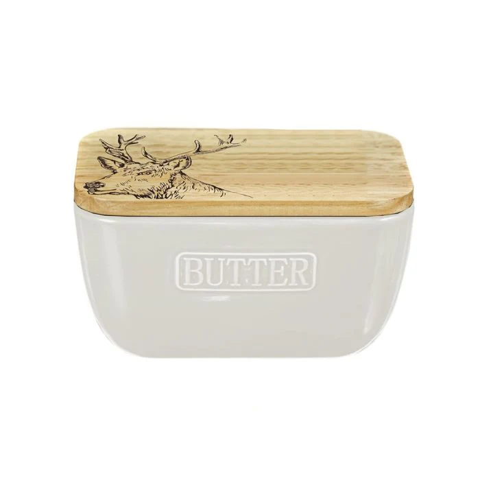 Selbrae House White Butter Dish - Stag