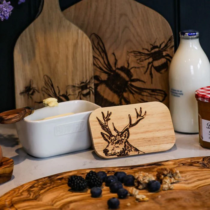 Selbrae House White Butter Dish - Stag - Image 2