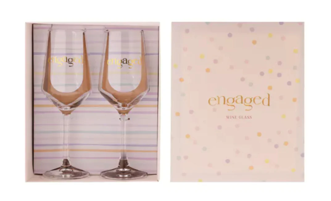 WID Confetti Set of 2 Wine Glasses - Engaged - Image 2