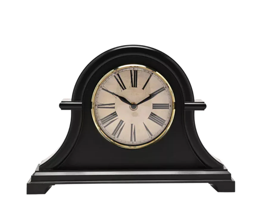 WID Hometime Broken Arch Mantel Clock Black