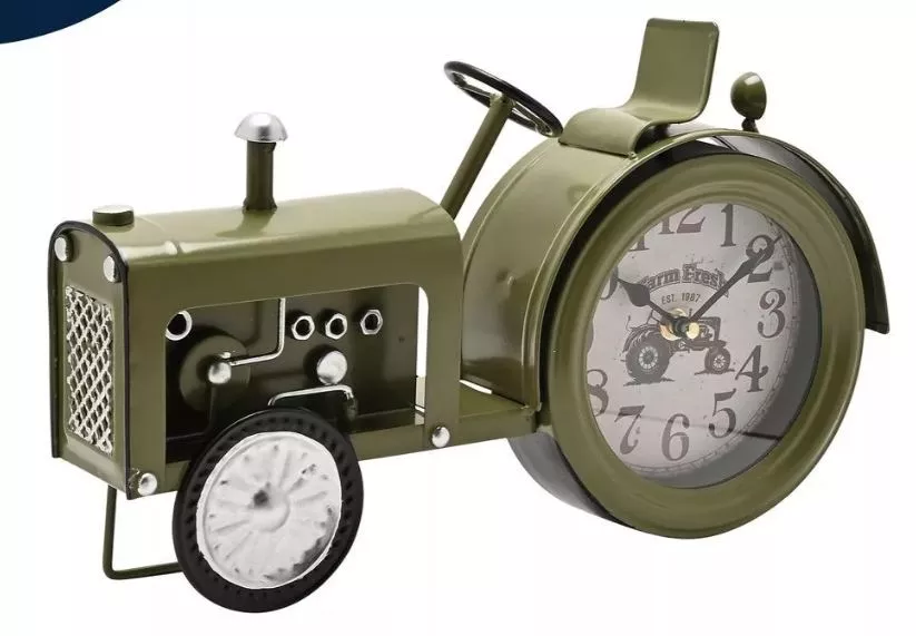 WID Hometime Mantel Clock Green Tractor