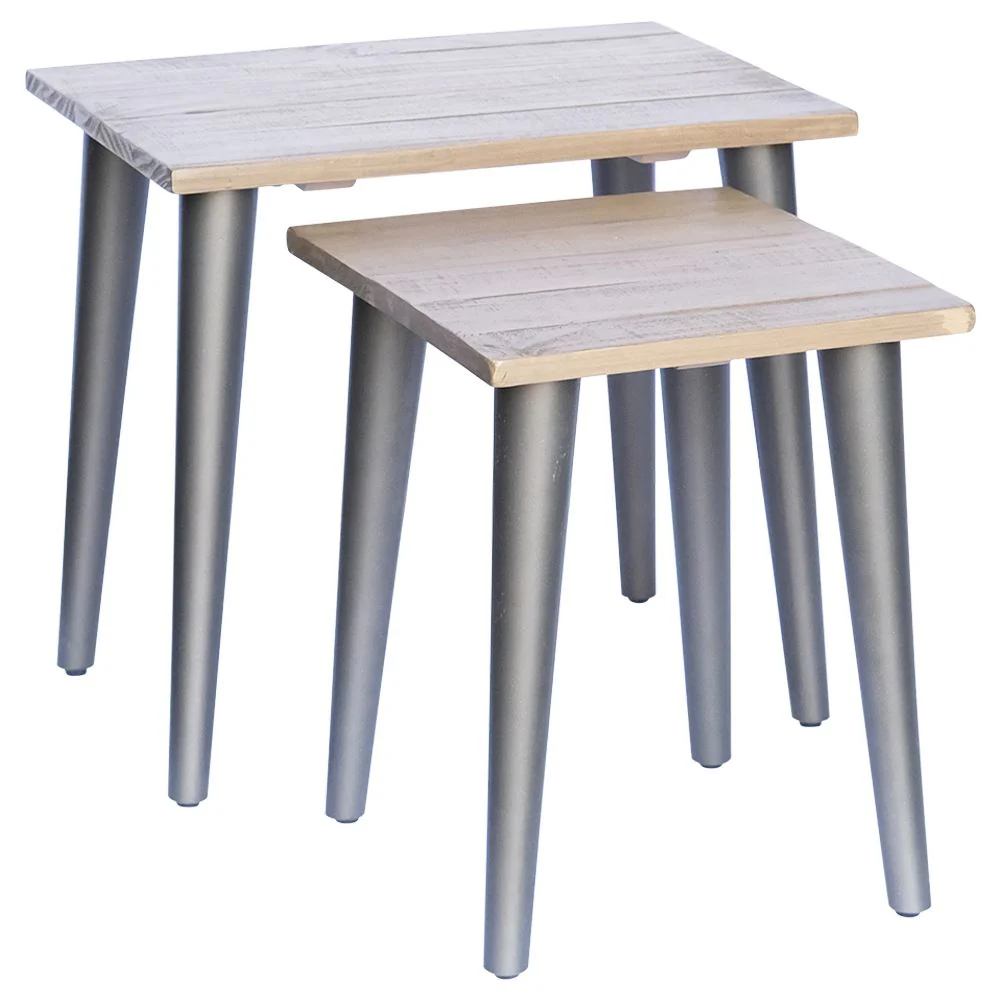 WJS Havana Greige Nest of 2 Tables 55x40x50cm 20562